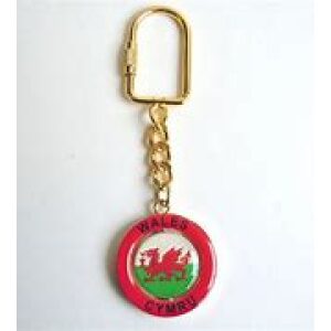 Wales Flag Round Red Keyring