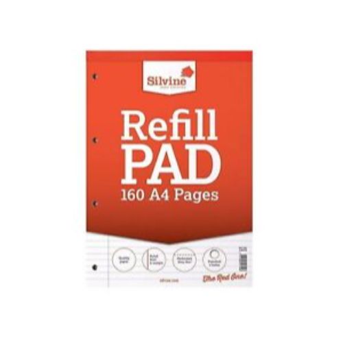 A4 Silvine Refill Pad Red Ruled Feint & Margin 160 Pages