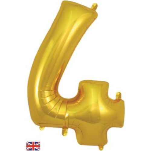 Large Number 4 Gold Foil Balloon - 34"