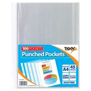 Tiger A4 Punched Pockets - 100 Pack