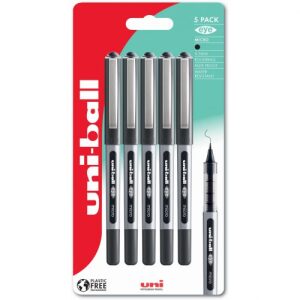 Uni-Ball Micro Rollerball Pen 0.5mm Black Pens 5 Pack