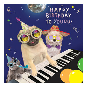 Piano Pug Birthday Card