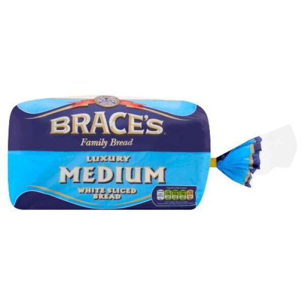 Braces Medium White Sliced Bread 800g