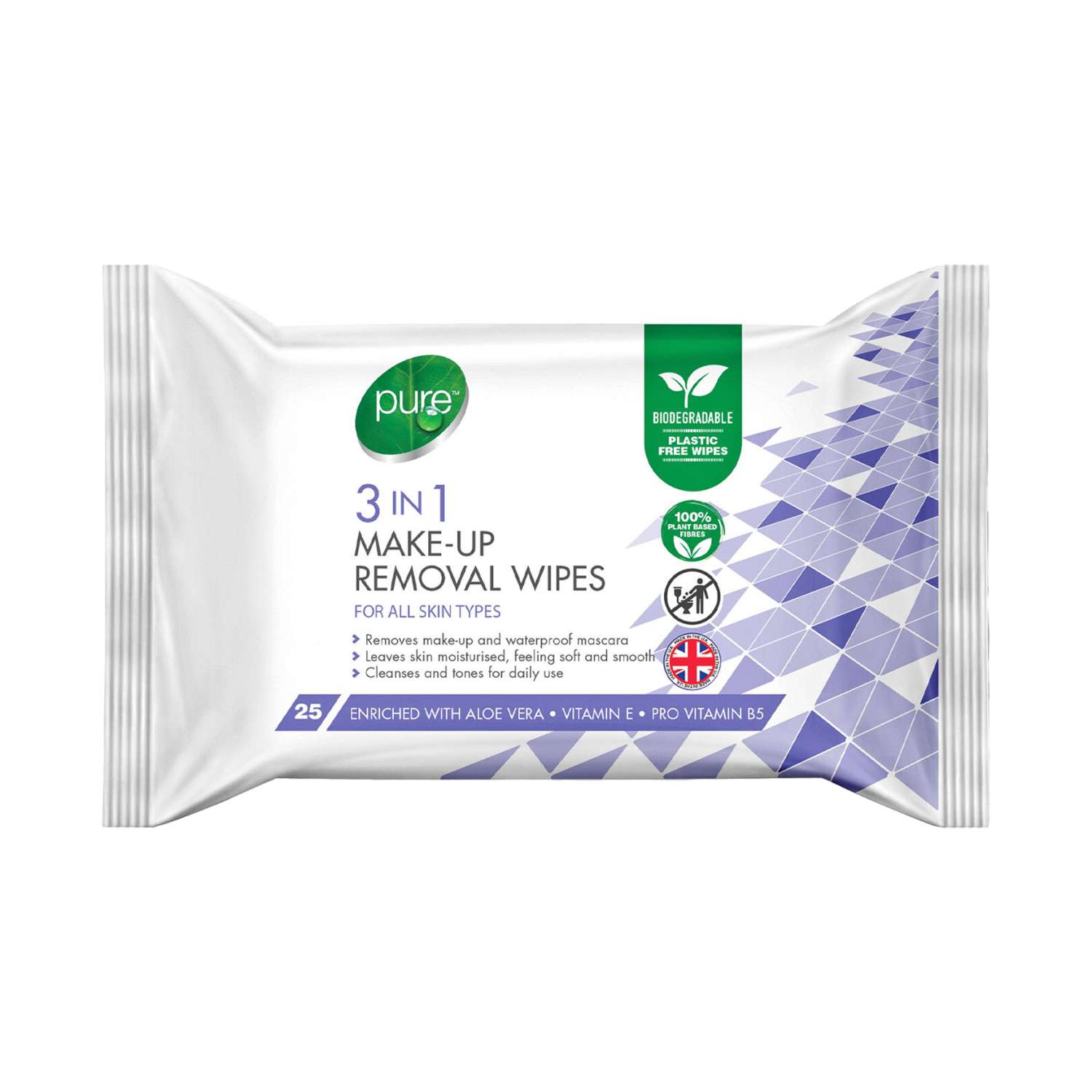 Pure 3 in 1 Make-Up Removal Wipes - 25 Wipes