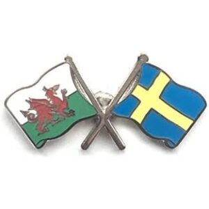 Wales & Sweden Friendship Flag Lapel Pin Badge