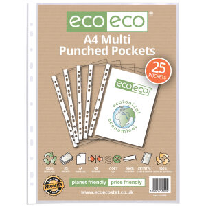Eco-Eco A4 Multi Punched Pockets 25 Pack