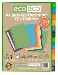 Eco Eco A4 File Dividers January - December