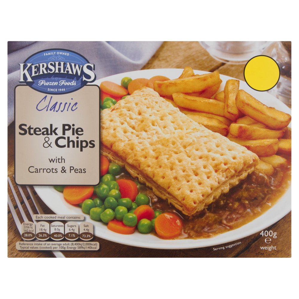 Kershaws Steak Pie and Chips 400g
