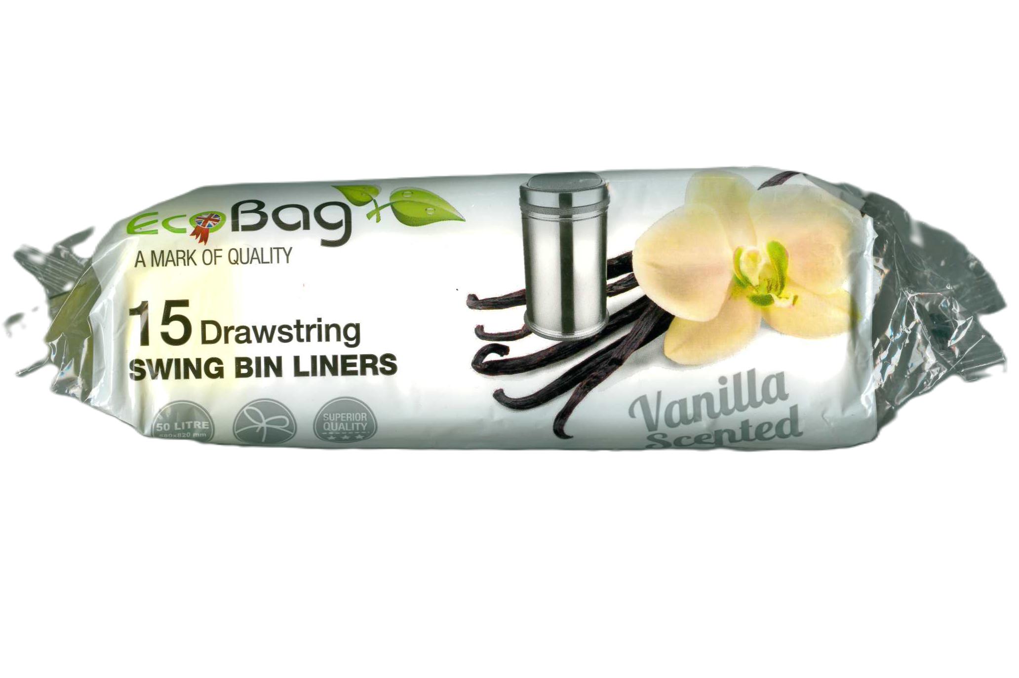 Ecobag Vanilla Scented Drawstring Swing Liners 50L - 15 Pack