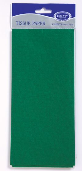 Green Tissue Paper - 5 Sheets - 50cm x 75cm